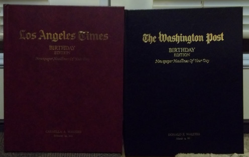 These Unique Birthday Edition books have the front page of each year since we were born. The can be personalized without any extra charge, and make a PERFECT Gift for the person that has everything and has lived for ever, like Don's Mom!  