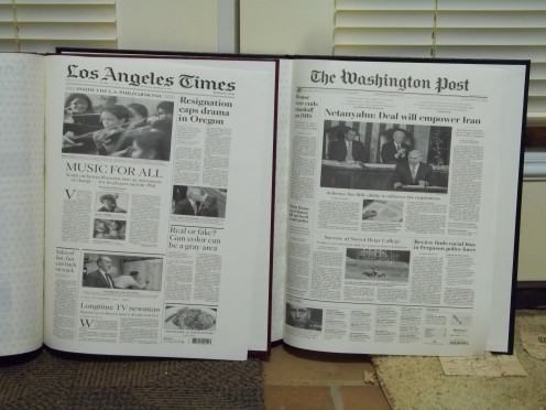 These are the last pages in each of our books, which shows the headlines on our most recent birthdays.