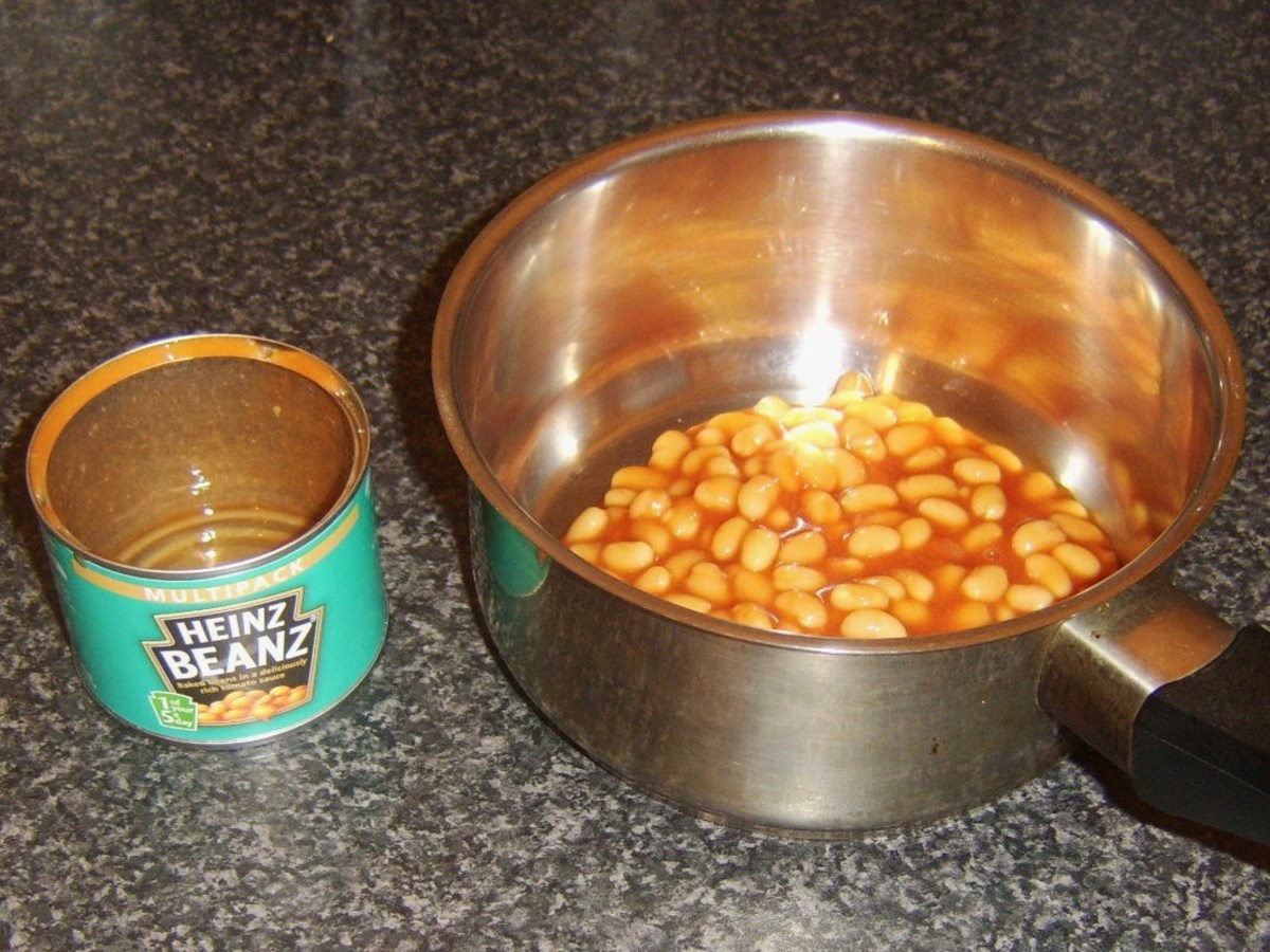 Baked beans in tomato sauce ready to be heated