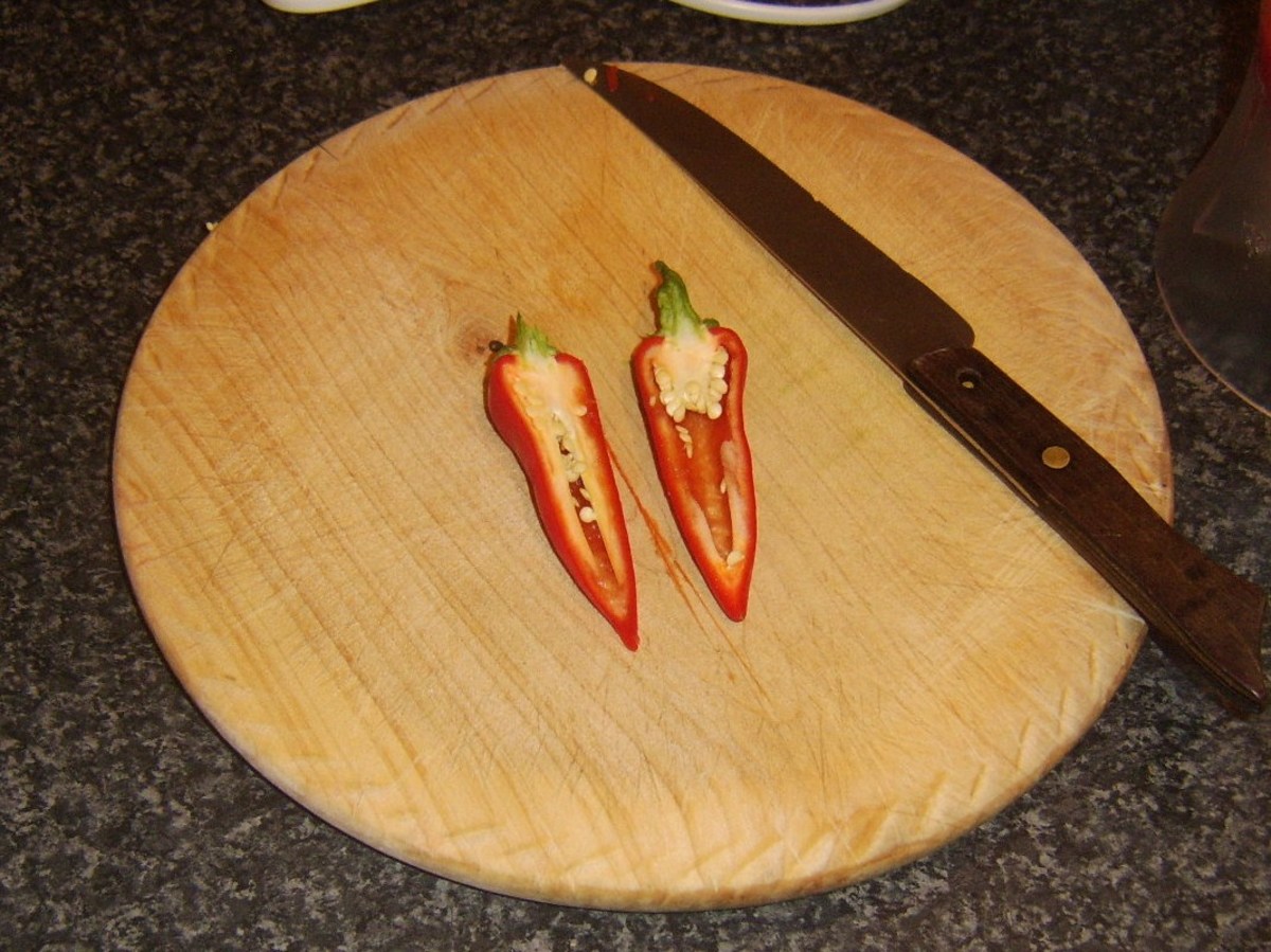 Halved red chilli pepper