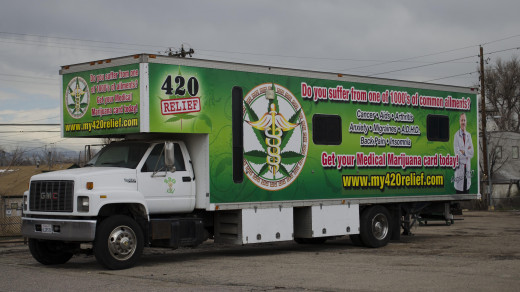 Medical marijuana doctor truck. Denver, CO