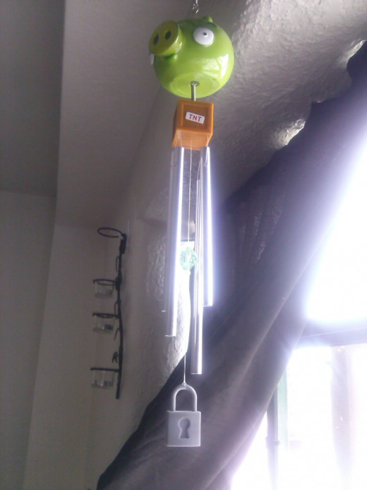 My green piggy wind chime, yes it's inside!