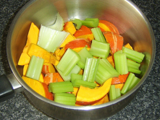 Chopped celery and onion squash
