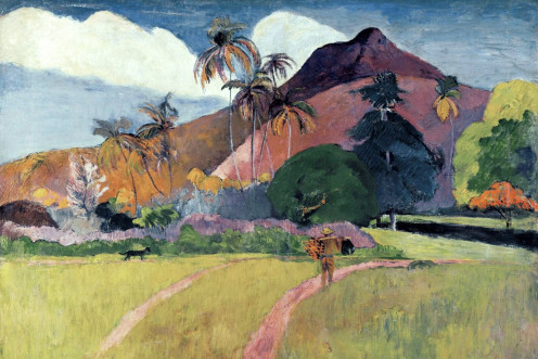 Paul Gauguin- Tahitian Landscape with a Mountain (1893)