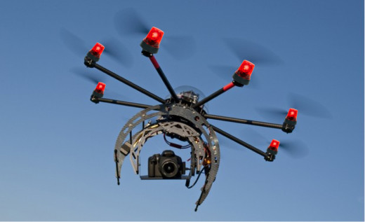 The six-propeller configuration drone.