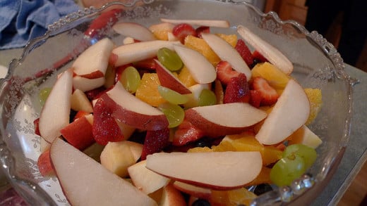 Fruit salad is a great healthy breakfast for adults and children alike. 