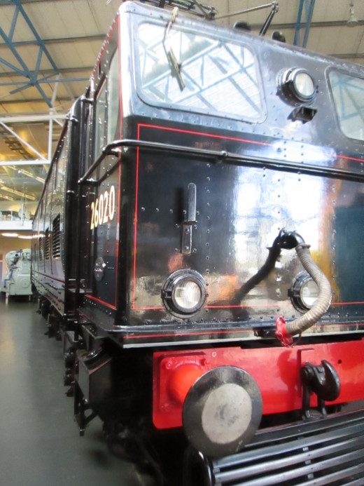 Preserved electric locomotive of the type built for the Sheffield-Manchester Woodhead route closed in the mid 1960's (short-sighted or what?). In the 'roundhouse' near the turntable.
