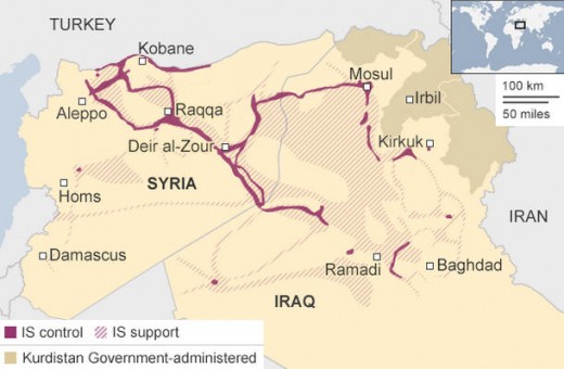 Current map of ISIS control.