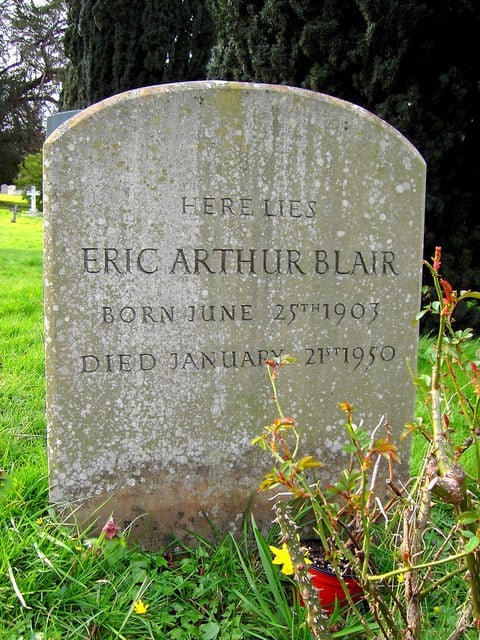 Blair's simple tombstone near the village of Sutton Courtenay, Oxfordshire, bears no mention of the famous pen name by which he was known to the world.