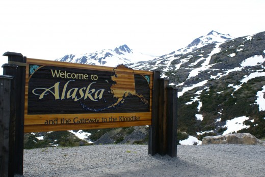 If you plan to travel to Alaska by car or crusie ship you will see this welcome to Alaska sign.  Photo by Richard Martin Alaska Cruise 2008