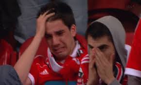 This poor guy can't hold back his sobs after a particularly heart-wrenching loss
