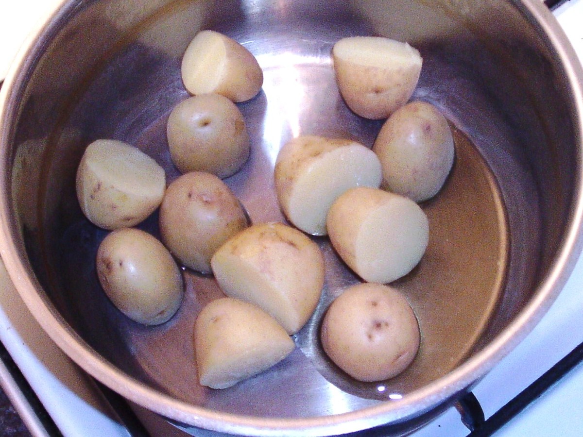 Paprika spiced potatoes are drained