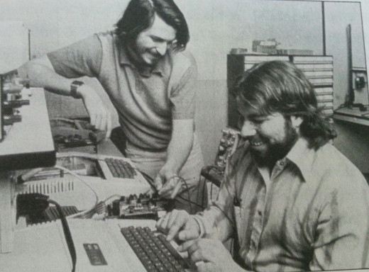 The two Steves, Jobs and Wozniak, started what became the Apple Computer Company in the garage of Jobs' house in 1976. The two Steves, Jobs and Wozniak, started what became the Apple Computer Company in the garage of Jobs' house in 1976.