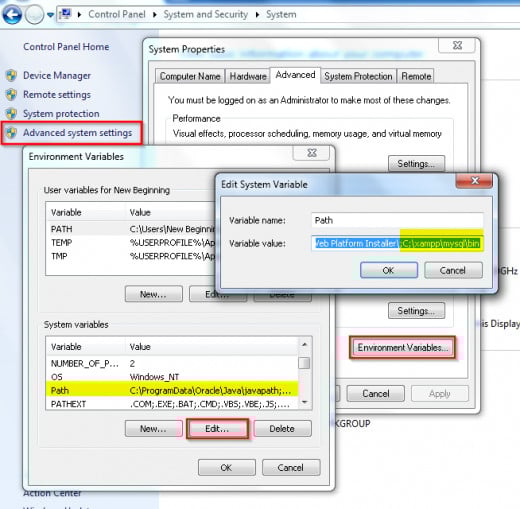 Adding XAMPP control panel and MySQL to Windows default execution path