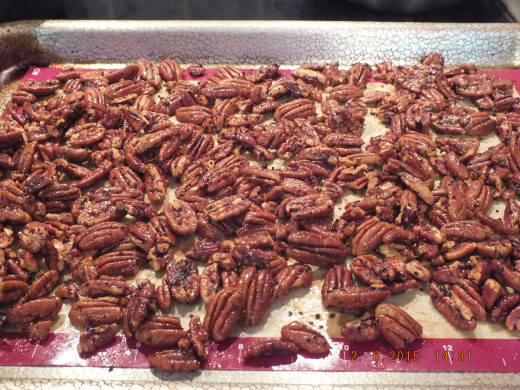The house smells amazing and the pecans are done!