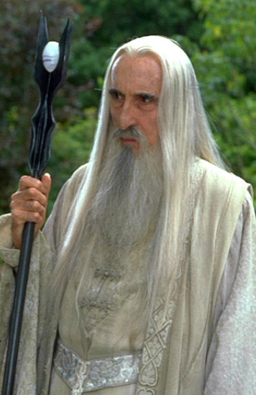 Saruman portrayed by Christopher Lee
