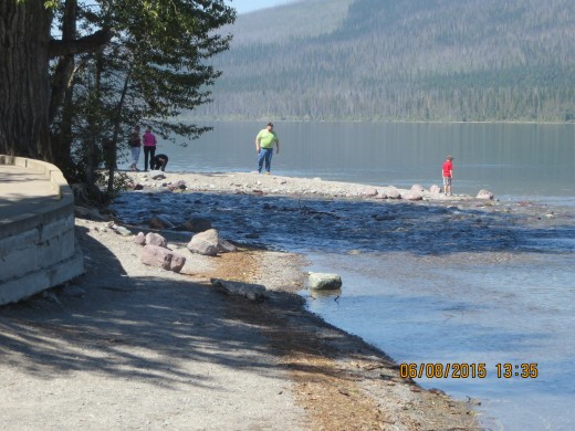 LAKE McDONALD LODGE "BEACH" (yes. they actually swim there!)