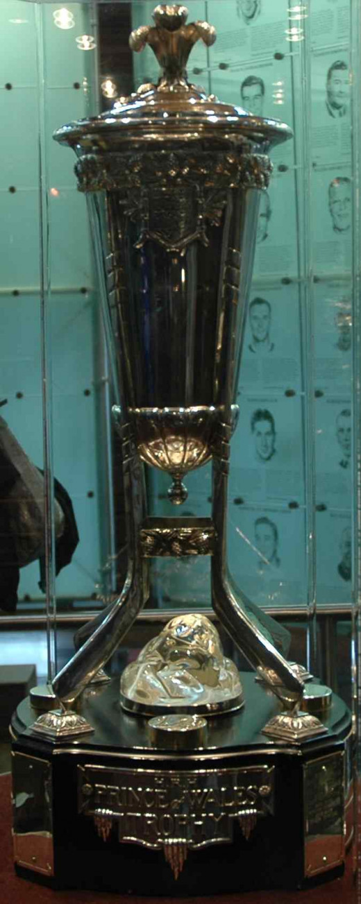 The Prince of Wales trophy, awarded to the team that wins the Eastern Conference Final (round 3) of the playoffs.