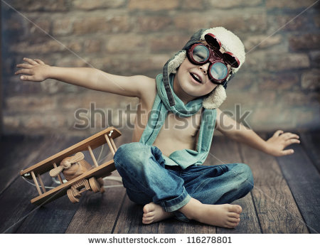 Little Boy With WWII Airplane