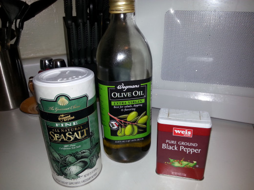 Add olive oil, salt, and pepper to taste. If your soup tastes bland then you have not added enough oil, salt, or pepper! Some people are afraid to add enough of each. Don't be
