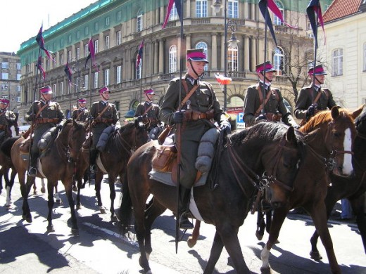 Polish soldiers going to fight for their small country.  
