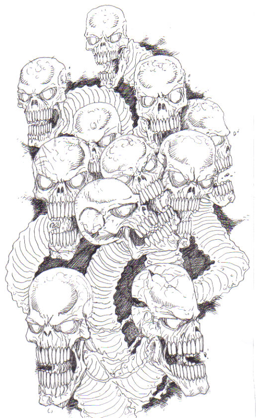 Skull art influenced by the skull drawing tutorial above.  All artwork copyright Wayne Tully 2009.