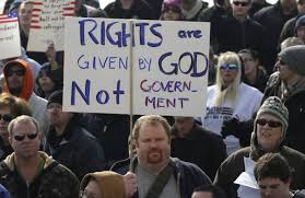 Nothing God gives can be taken away by force, we can only surrender it. So this guy is in fact...wrong...God does not give 'rights' we decide for ourselves through the participation in democracy what our rights are