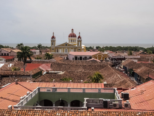 Looking at the main square from the bell towers of Inglesia La Merced, Granada, Nicaragua