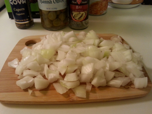 2. Chop about half a large onion. I used Vidalia, but I sometimes use a yellow onion or white, whatever I have on hand. Just don't use red onion.