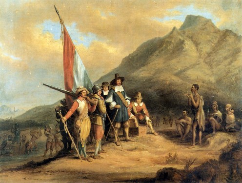 Charles Bell's rather fanciful painting of the landing of Van Riebeeck at the Cape in 1652