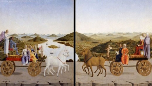 Piero della Francesca, the Triumph painted on the back of the Portrait of the Montefeltro Dukes