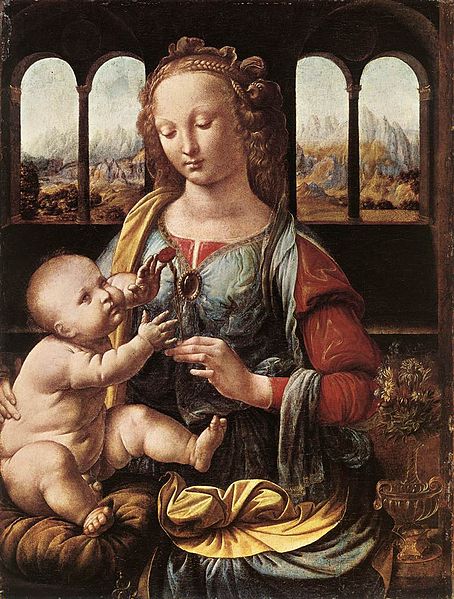 Leonardo da Vinci, Madonna of the Carnation (a. 1473), Monaco Alte Pinakothek