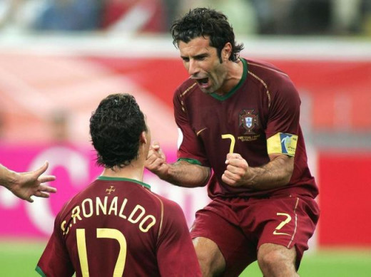 Figo and Cristiano Ronaldo