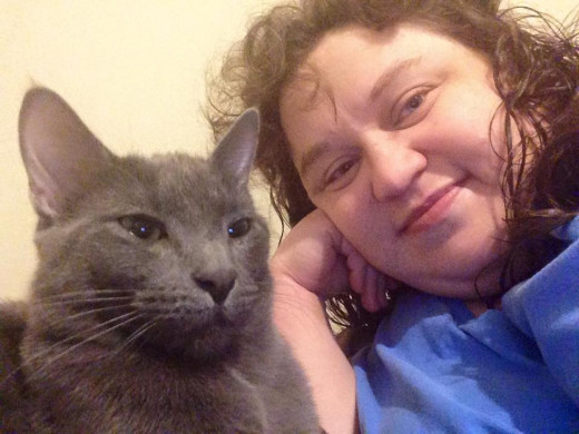 Becky with our cat Iggy