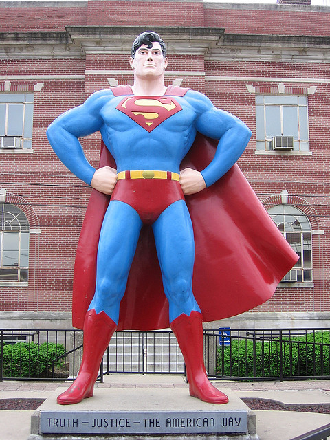 Superman statue.
