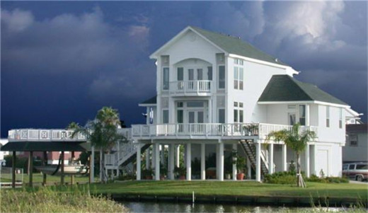 One of many beach homes on stilts