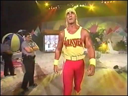 Hulk Hogan walks to the ring at Bash at the Beach