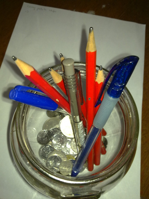 one or two pens that is working. Check out the pens before you leave the house.
