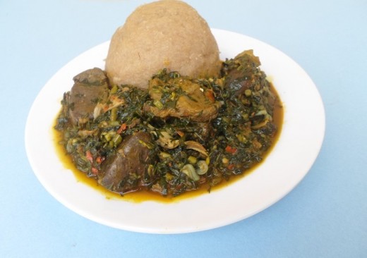 Edikang-Ikong Soup served with Eba
