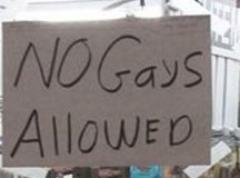 No Gays allowed  sign in window of privately owned hardware store in Tennessee 