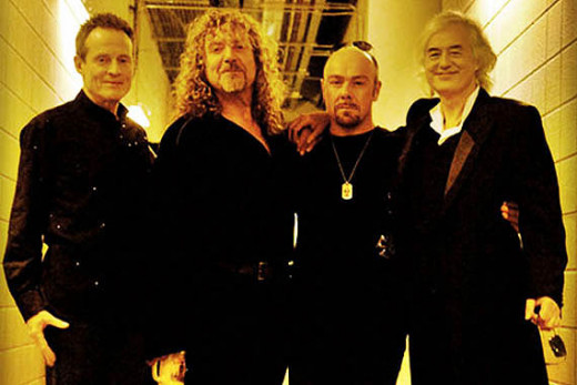 (left to right) Jones, Plant, Bonham and Page backstage.