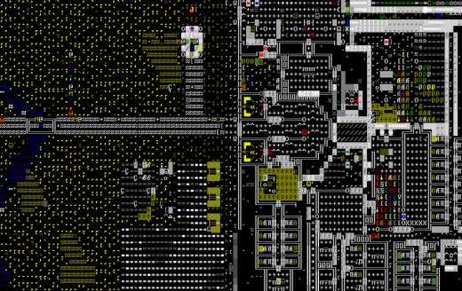 Just one example of a fortress built in Dwarf Fortress.