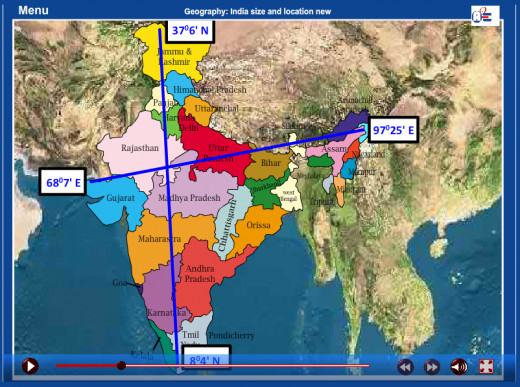 latitudes and longitudes of India