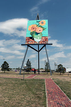 Giant easel with Van Gogh replica
