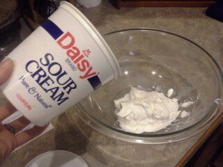 Step One: Add your sour cream to a large mixing bowl