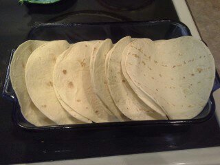 Step Thirteen: Lay out your tortillas in preparation for filling