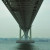 View of Akashi Bridge from beach on Awaji Island Hyogo Japan