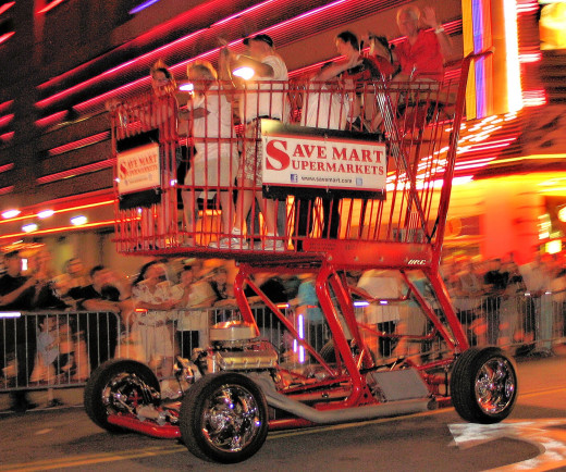 The Save-Mart shopping cart motor vehicle.