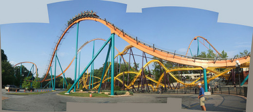 The roller coaster at Six Flags in Atlanta, Georgia. 