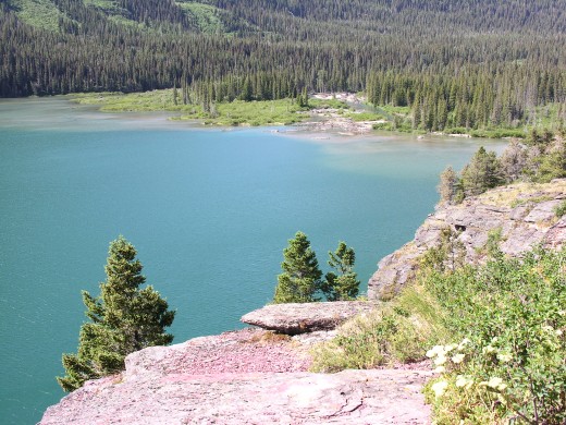 View from the trail. This is a good picture of the lake color.
